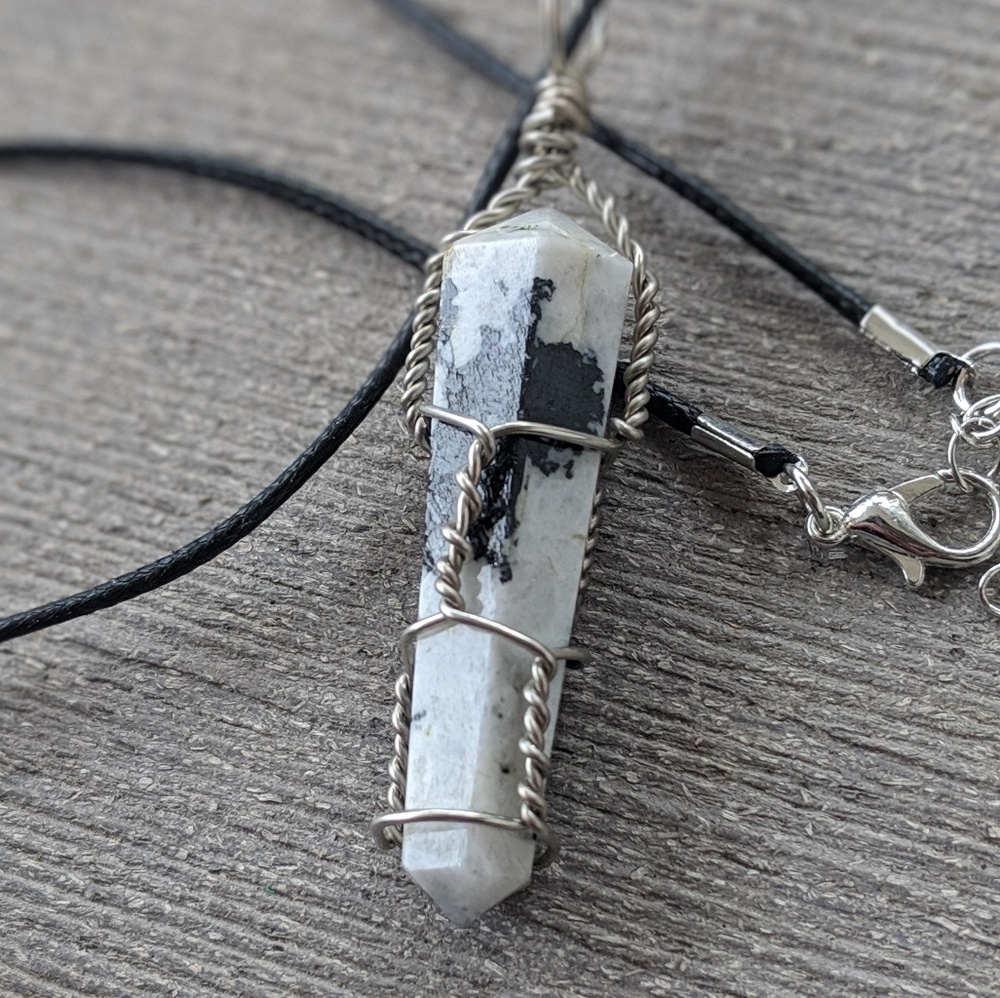 Handmade crystal wand necklace